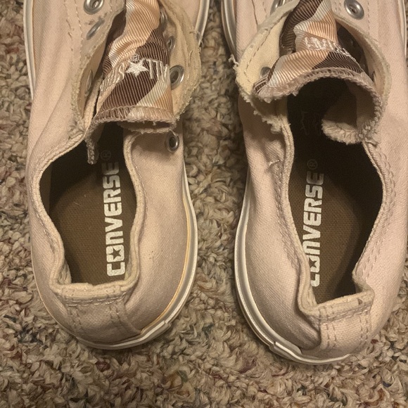 Converse low slip-on No laces Cream with stripe tongue 7 women 5 men Brown/tan - Picture 7 of 10